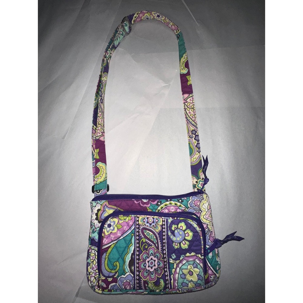 Vera Bradley Heather Paisley Quilted Cotton Crossbody Bag Purple Teal Floral